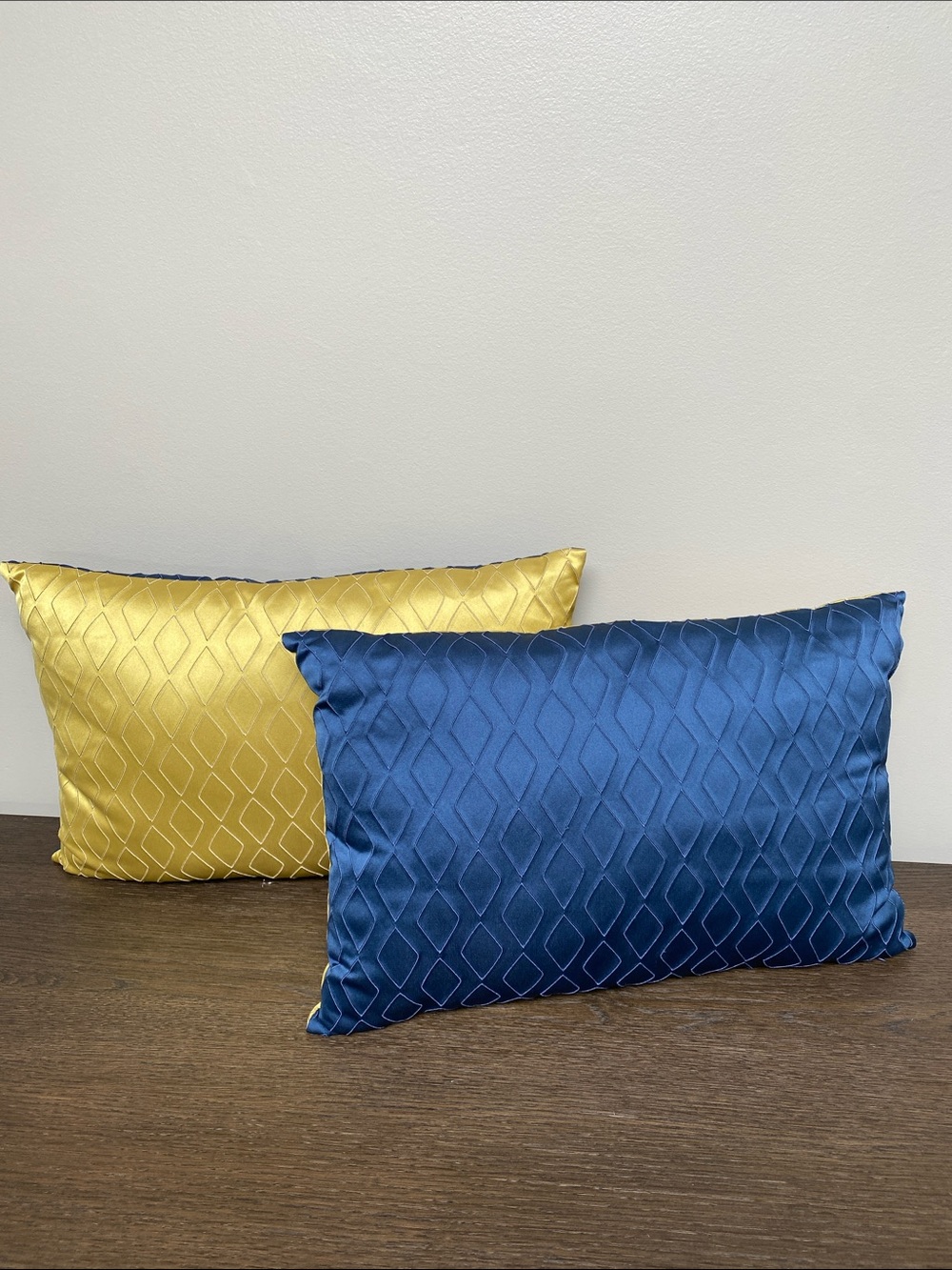 TOGAs Blue and Yellow Diamond Jacquard Accent Pillows